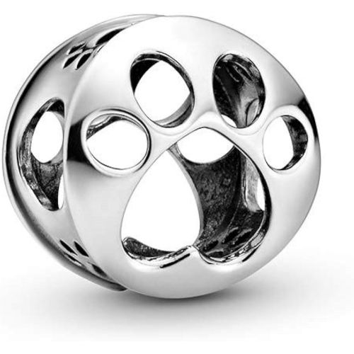  Pandora Open Crafted Dog Paw Print Charm 798869C00 Silver 1.2 cm