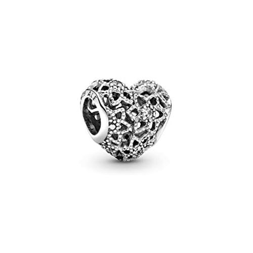  Pandora Moments Open Flower Heart Charm Sterling Silver Cubic Zirconia 796264CZ