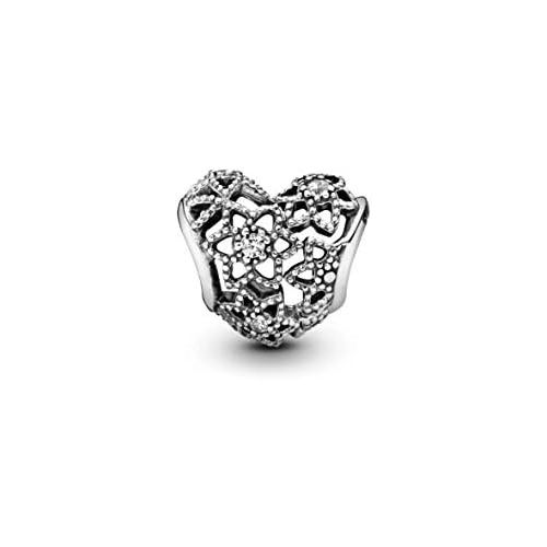  Pandora Moments Open Flower Heart Charm Sterling Silver Cubic Zirconia 796264CZ