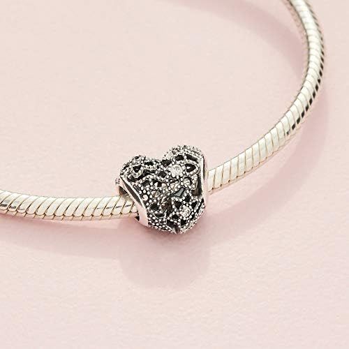  Pandora Moments Open Flower Heart Charm Sterling Silver Cubic Zirconia 796264CZ