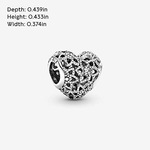  Pandora Moments Open Flower Heart Charm Sterling Silver Cubic Zirconia 796264CZ