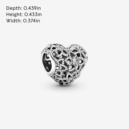  Pandora Moments Open Flower Heart Charm Sterling Silver Cubic Zirconia 796264CZ