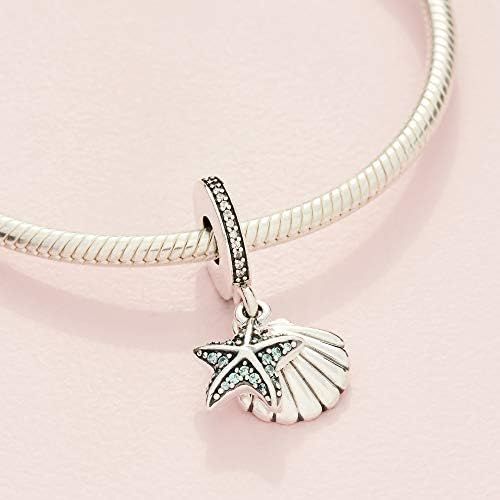  Pandora Moments 792076CZF Starfish and Shell Charm Pendant Sterling Silver Cubic Zirconia