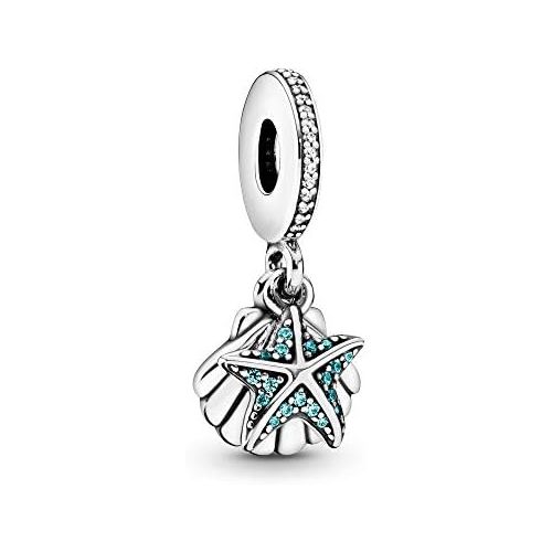  Pandora Moments 792076CZF Starfish and Shell Charm Pendant Sterling Silver Cubic Zirconia