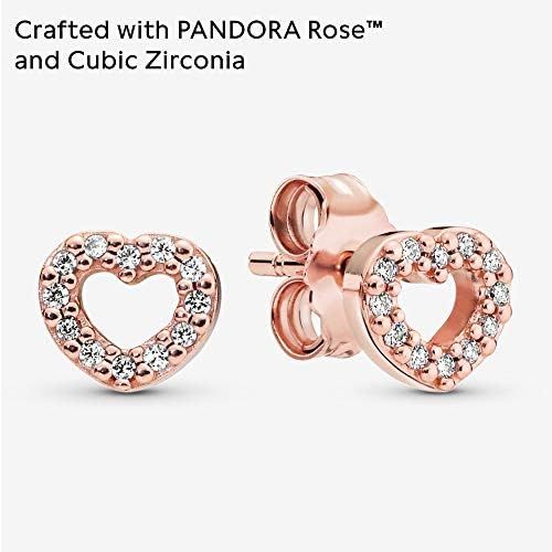  Pandora Eroberte Heart Womens Stud Earrings Pandora Rose 6.5 x 6 mm