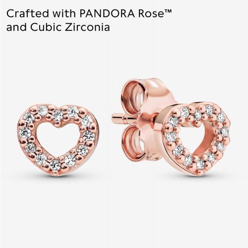  Pandora Eroberte Heart Womens Stud Earrings Pandora Rose 6.5 x 6 mm