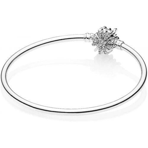  Pandora Fireworks 925 Silver Cubic Zirconia Bangle, Silver, Silver