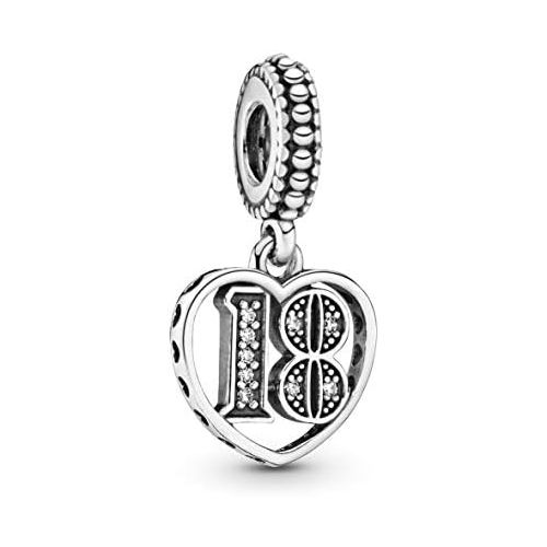  Pandora Womens Moments 18th Birthday Charm Pendant Sterling Silver Cubic Zirconia 797262CZ