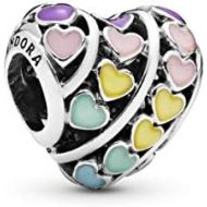 Pandora Womens Moments Rainbow Heart Charm Sterling Silver Enamel 797019ENMX