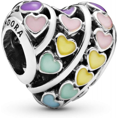  Pandora Womens Moments Rainbow Heart Charm Sterling Silver Enamel 797019ENMX