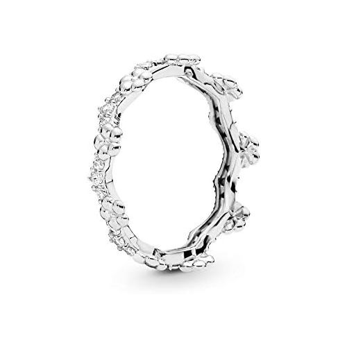  Pandora Flower Crown 197924CZ Womens Ring, Silver, Silver