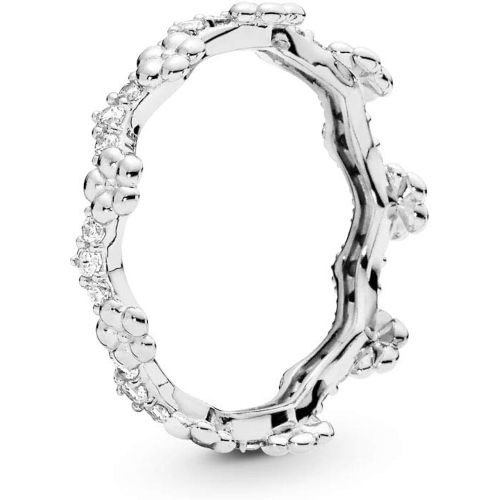  Pandora Flower Crown 197924CZ Womens Ring, Silver, Silver