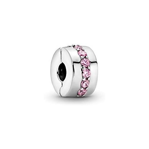  Pandora Moments 791972PCZ Womens Pink Sparkling Line Clip Sterling Silver Cubic Zirconia