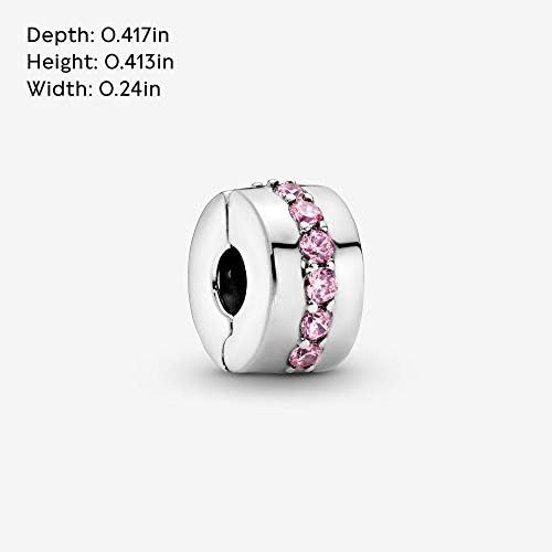  Pandora Moments 791972PCZ Womens Pink Sparkling Line Clip Sterling Silver Cubic Zirconia