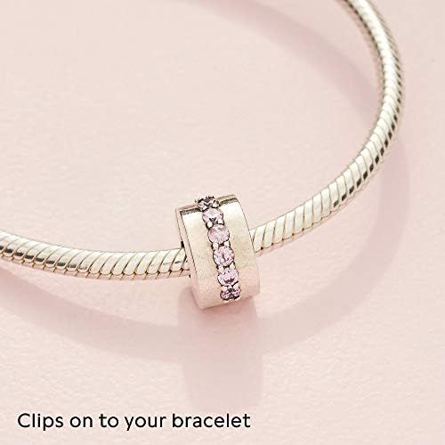  Pandora Moments 791972PCZ Womens Pink Sparkling Line Clip Sterling Silver Cubic Zirconia