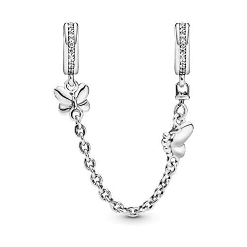  Pandora 797865CZ Safety Chain Decorative Butterflies, Silver, Silver