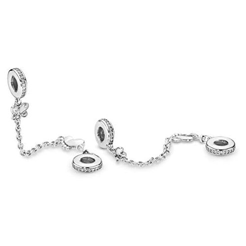  Pandora 797865CZ Safety Chain Decorative Butterflies, Silver, Silver