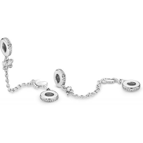  Pandora 797865CZ Safety Chain Decorative Butterflies, Silver, Silver