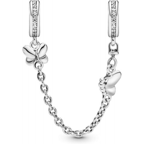  Pandora 797865CZ Safety Chain Decorative Butterflies, Silver, Silver