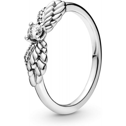  Pandora 198500C01 Womens Ring Sparkling Angel Wings, Silver, Silver