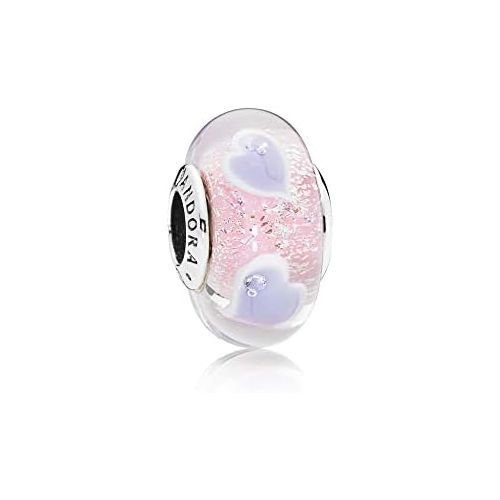  Pandora 796599CZ Womens Murano Glass Plentiful Hearts 925 Sterling Bead Silver