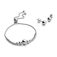 Pandora B801036 Womens Jewellery Set Bracelet and Earrings, Silver, Silver