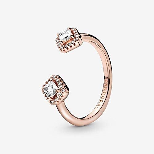  Pandora Rose 188506C01 Womens Ring Square Sparkle Open Ring, Gold Plated, Gold