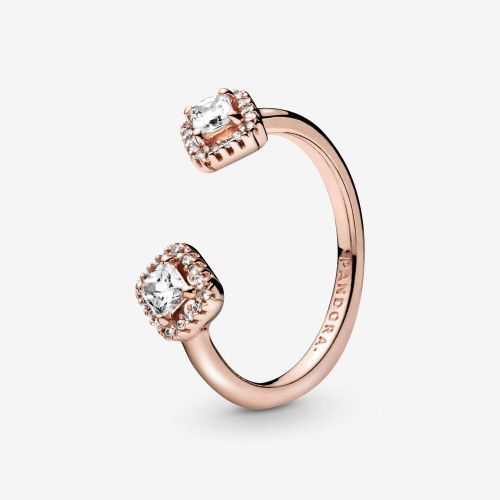  Pandora Rose 188506C01 Womens Ring Square Sparkle Open Ring, Gold Plated, Gold