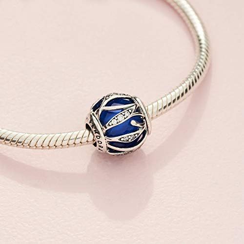  Pandora 791969NCB Shiny Leaves Charm Royal Blue