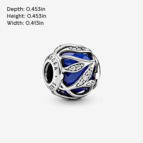  Pandora 791969NCB Shiny Leaves Charm Royal Blue