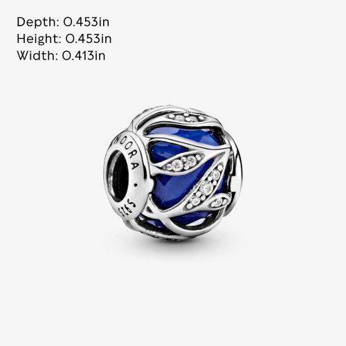  Pandora 791969NCB Shiny Leaves Charm Royal Blue