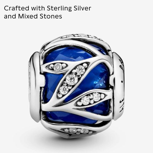  Pandora 791969NCB Shiny Leaves Charm Royal Blue