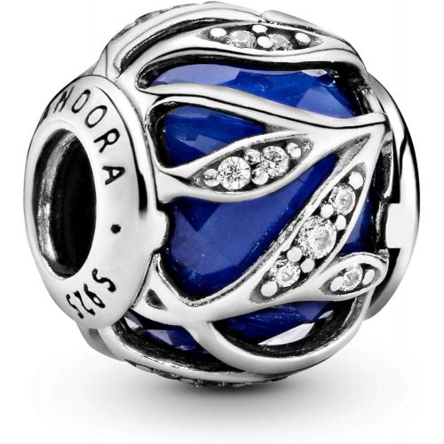  Pandora 791969NCB Shiny Leaves Charm Royal Blue