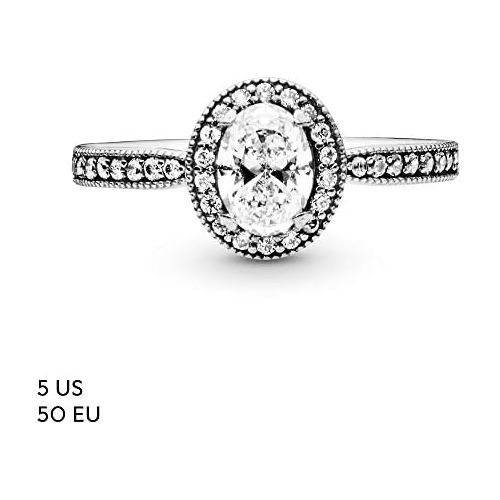  Pandora 191017CZ-52 Womens Solitaire Ring 925 Sterling Silver Size 52 (16.6), Silver