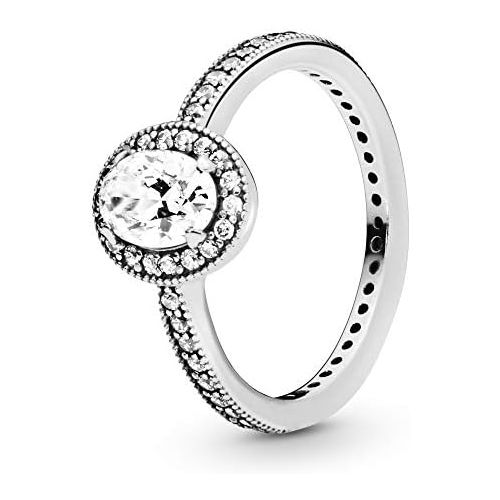  Pandora 191017CZ-52 Womens Solitaire Ring 925 Sterling Silver Size 52 (16.6), Silver