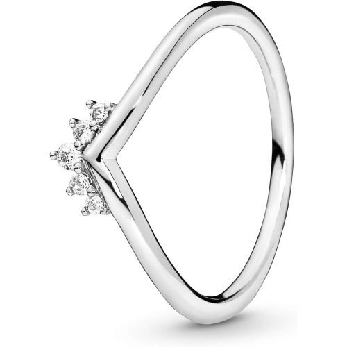  Pandora Ring for Women Tiara Wishbone 198282CZ, Silver, Silver