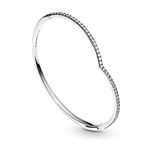  Pandora 597837CZ Womens Bangle Shimmering Wish, Silver, Silver