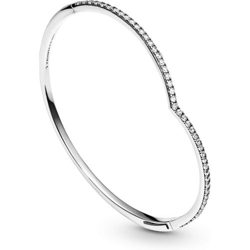  Pandora 597837CZ Womens Bangle Shimmering Wish, Silver, Silver