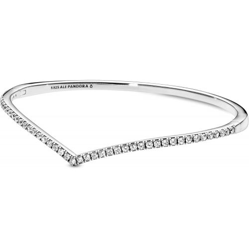  Pandora 597837CZ Womens Bangle Shimmering Wish, Silver, Silver