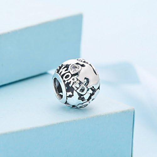  Pandora 791718CZ Charm Silver Around the world Globe