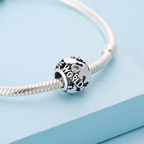  Pandora 791718CZ Charm Silver Around the world Globe