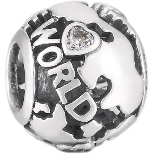  Pandora 791718CZ Charm Silver Around the world Globe