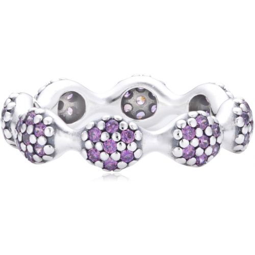  Pandora Sterling Silver Violet Cubic Zirconia Eight Pod Pave Ring - 190889CFP-54 - Stories Collection - Size N