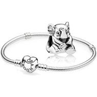 Pandora Original Gift Set - 1 Silver Bracelet with Heart Clasp 590719-19 and 1 Silver Charm 791902 Baby Elephant