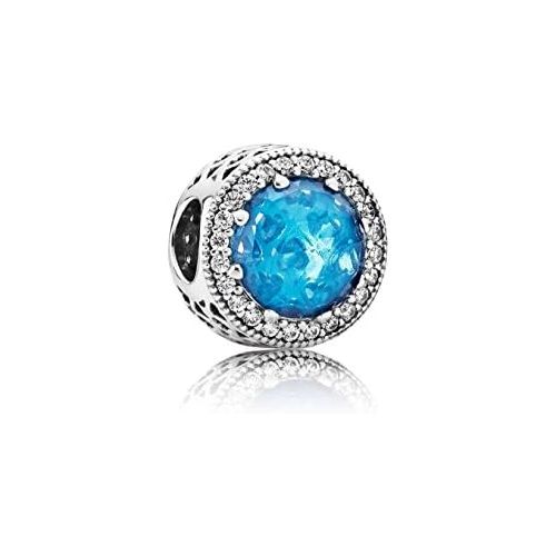  Pandora 791725NBS Charm Sky Blue Pave Heart Starburst - 2015 (with Box)