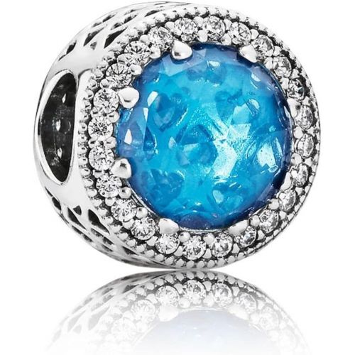  Pandora 791725NBS Charm Sky Blue Pave Heart Starburst - 2015 (with Box)