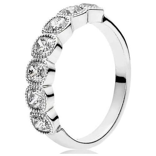  Pandora Womens Ring 925 Silver With White 191019CZ, Silver, Silver