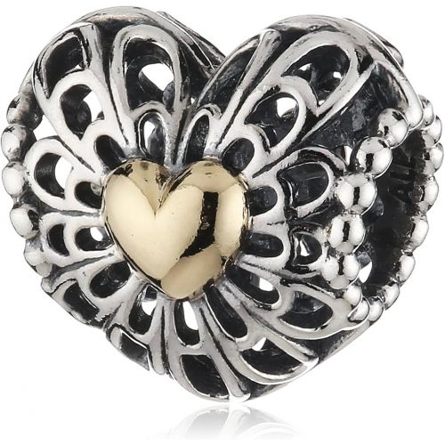  Pandora Charm Vintage Herz offen Limited Edition mit 14-Karat Gold