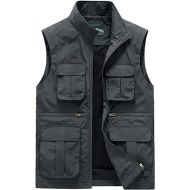 Panegy Men's Summer Cargo Utility Vest Multi Pockets Sleeveless Jacket for Fishing Travel Photo XS-4XL