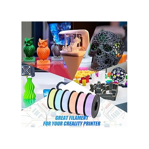  3D Printer Filament Bundle 1.75mm Matte or Silk PLA Filament Multicolor 3D Printing Material for Holiday Crafting Decorations (Macaron Color,1.5 kg)